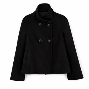 United Colors of Benetton Black Cropped Wool Blend Jacket Double Breasted XS